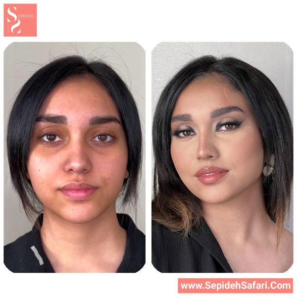 نمونه کار میکاپ هیلو با تصاویر قبل و بعد آرایش چشم هالو توسط سپیده صفری