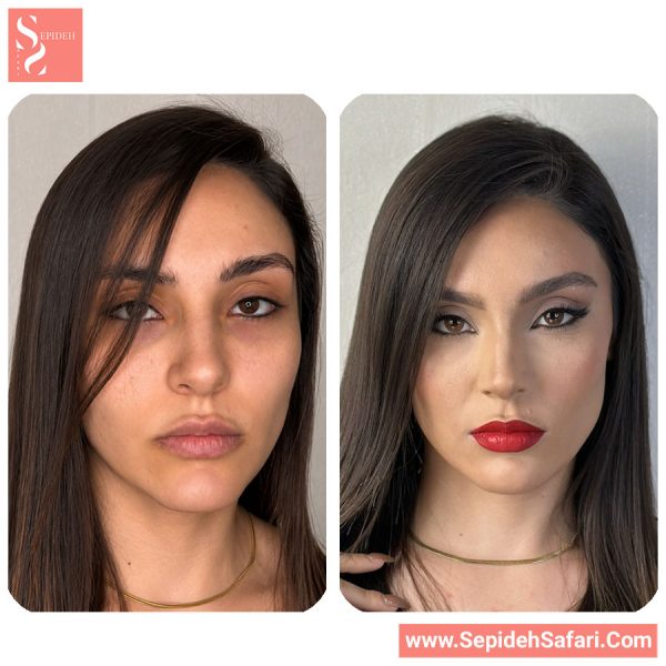 نمونه کار میکاپ کلاسیک با رژ قرمز | قبل و بعد میکاپ توسط سپیده صفری